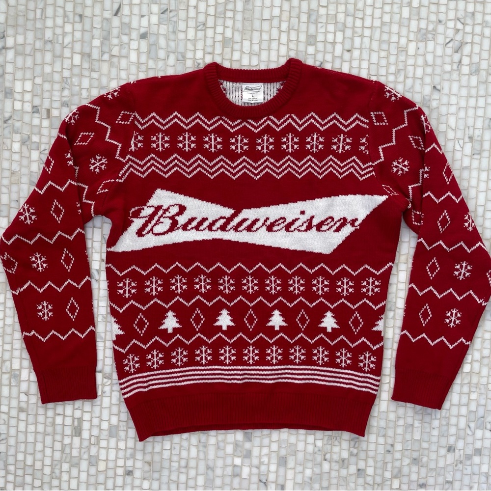 Red Budweiser Ugly Christmas Sweater